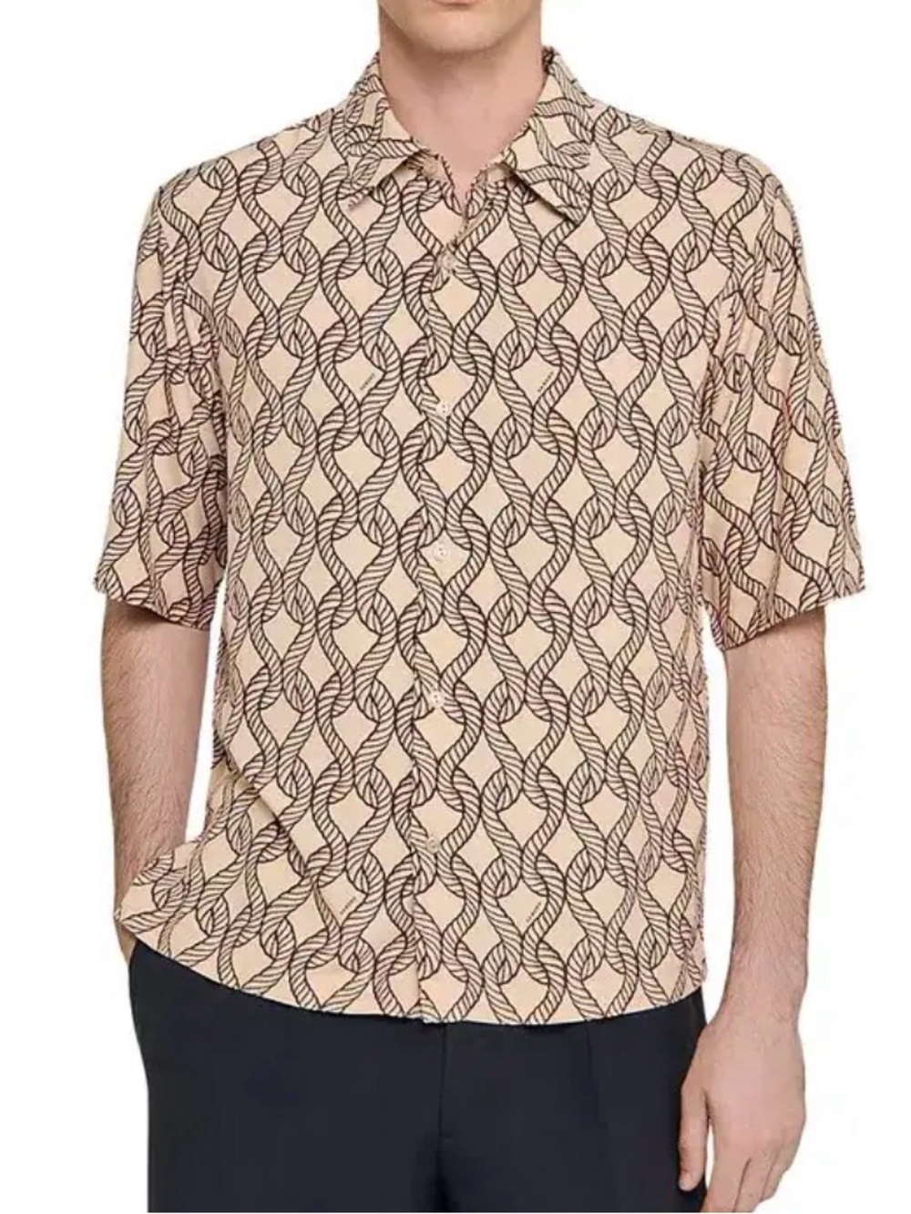SANDRO Loose Fit Rope Print Shirt